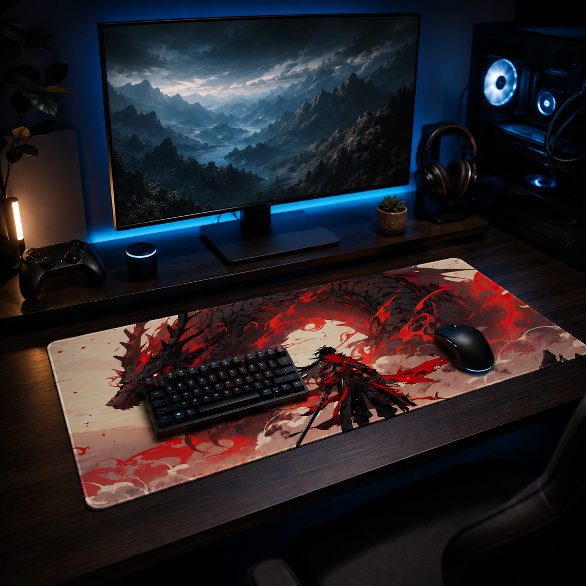 Dragonfall Crimson — XL Gaming Desk Mat