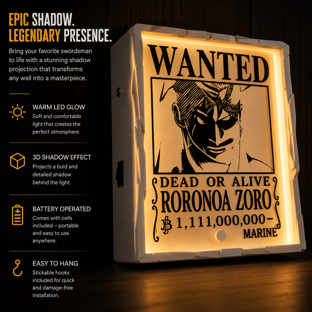 Roronoa Zoro Shadow Lamp